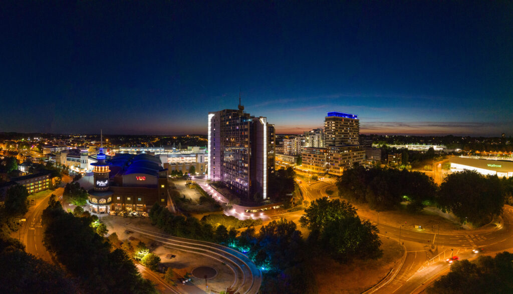 basingstoke skyline night drone