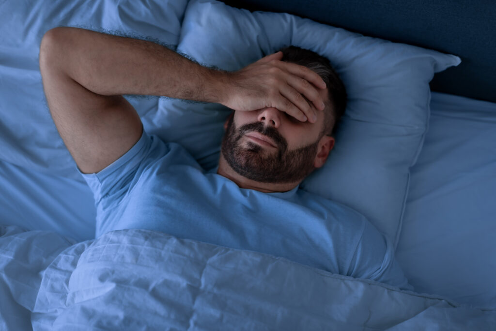 Man stressed worried and not sleeping