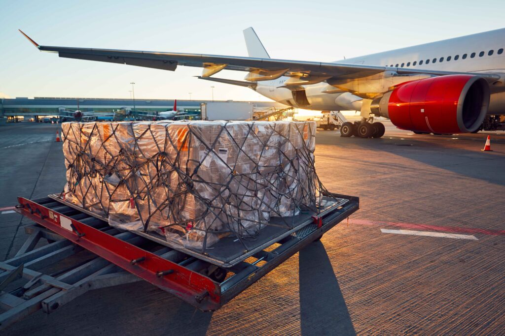 aircraft being loaded of freight