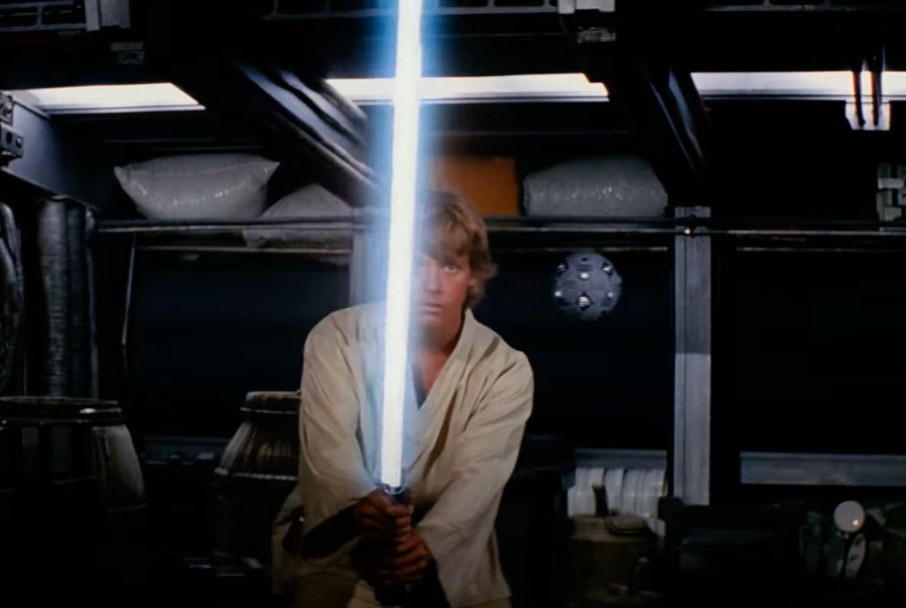 Star Wars. Luke Skywalker and his lightsaber