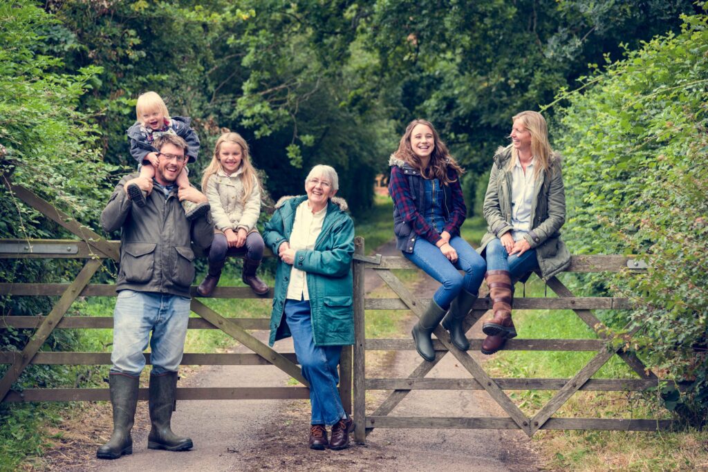 family of mixed generations sat on gate uk