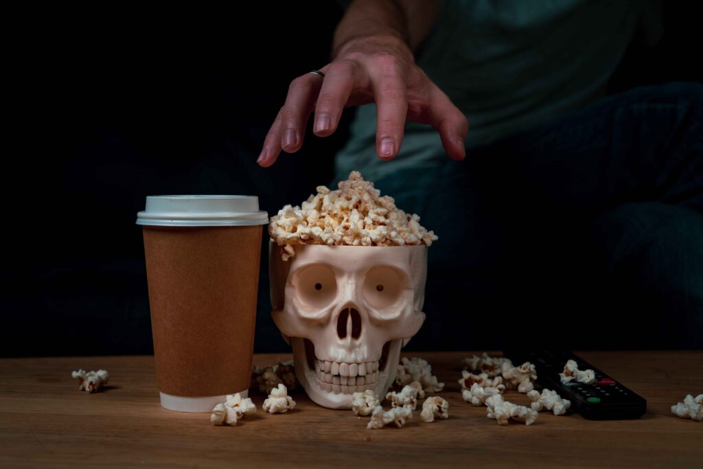 picture of a skull representing popcorn brain