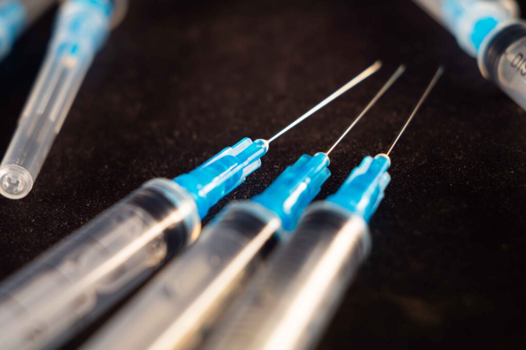 a set of syringes - close up for ozempic