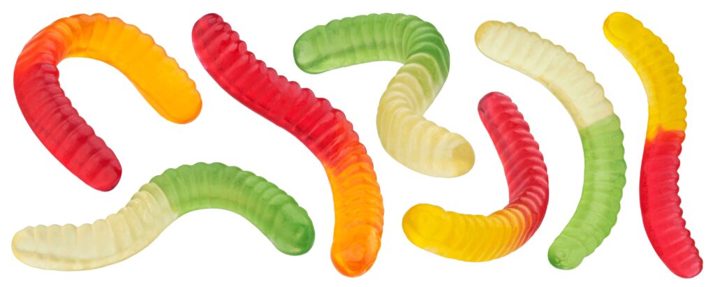 gummy worms depicting brain worms